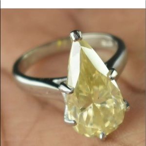 4.15 karats Pear shape off white Diamond solitaire Certified